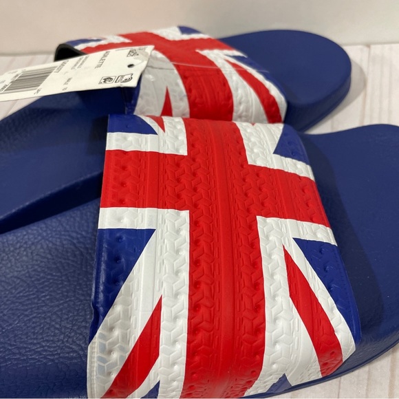 NWT Adidas Adilette Great Britain Slide Sandal Mens size 10 G55377 Blue White. - Picture 4 of 15